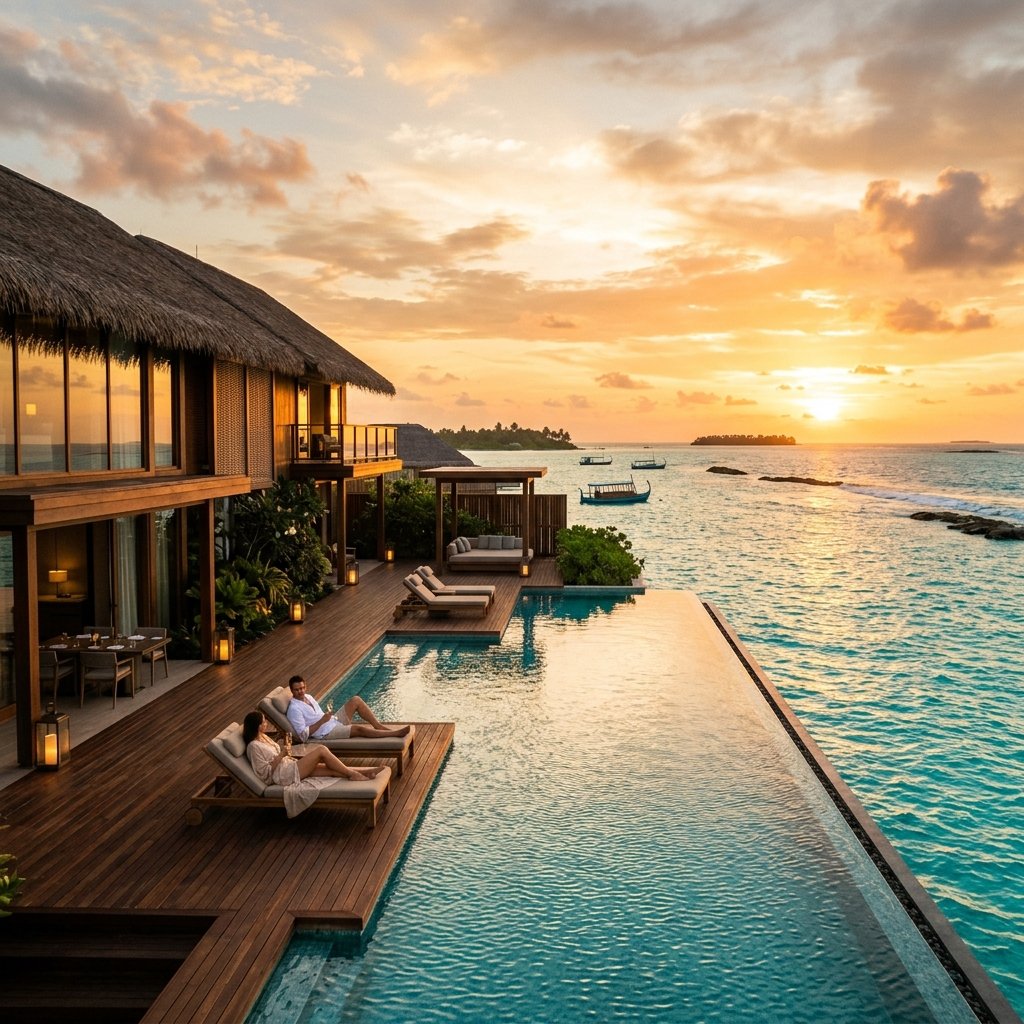 Luxury Villa Infinity Pool sunset